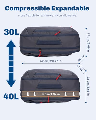 Hynes Eagle TSA Friendly Travel Backpack for Men Women Carry on Backpack 40L Flight Approved Laptop Backpack for 17 inches Compressible Weekender Bag Overnight Backpack Dark Blue - color: Dark Blue