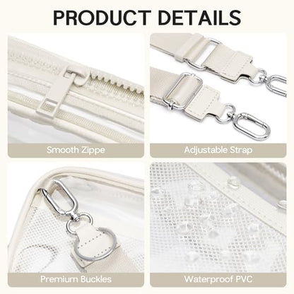 FODOKO Wristlet wallets for women Nylon Quilted Wallet with 4 Zippers,Travel Credit Card,Holder Cell Phone Organizer - color: Clear-beige