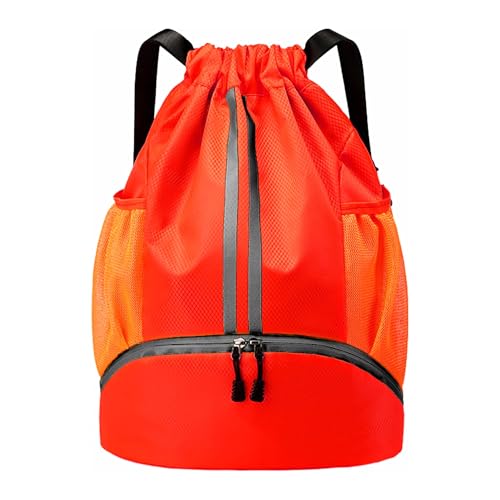 JELUTAR Drawstring Backpack Gym Bag with Shoes Compartment for Soccer, Basketball, Swim, Water-Resistant String Backpack Beach Cinch for Women Men, Red - color: Red, size: Large