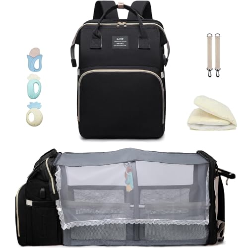 ANWTOTU Baby Diaper Bags with Changing Station,900D Oxford Waterproof Diaper Bag Backpack for Moms Dads with USB Charging Port,Large Capacity Baby Essentials(Ungrade Black) - color: Ungrade---black