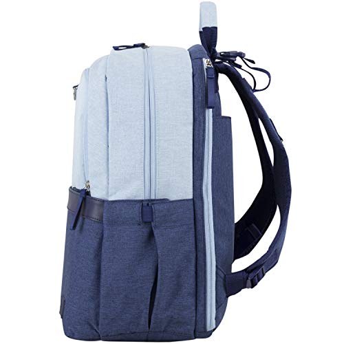 BODHI The Baby Athleisure Tech Diaper Bag Backpack with removable changing pad, Unisex, for Moms and Dads - Light Blue Chambray - color: Baby Blue
