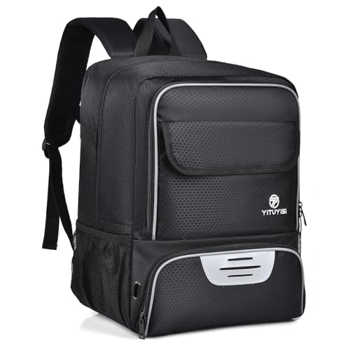 Youth Soccer Bag, Soccer Backpack with Ball Holder, Basketball Volleyball Football Handball Sports Backpack with Ball Compartment - color: Black
