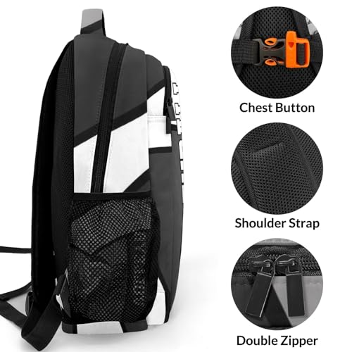 Volleyball Gray Black White Customized Waterproof Backpacks Shoulders Bags Daypacks - color: Muilti 14