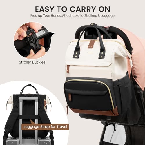 LOVEVOOK Diaper Bag Backpack, Baby Bag with Changing Station, Large Diaper Backpack for Mom Dads, Waterproof Mommy Bag for Boy and Girl, Travel Essential Baby Shower, Black-Beige - color: Black-beige