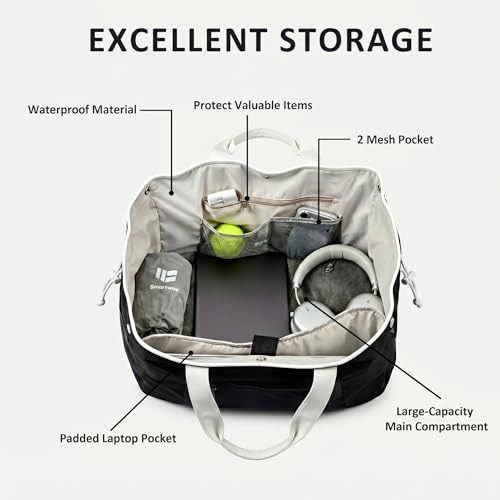 Smartway Pickleball Tote Bag for Women with Detachable Racket Sleeve - color: Black