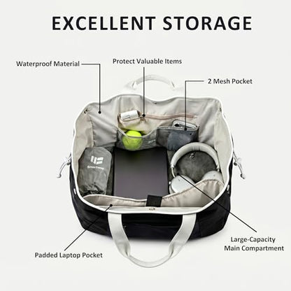 Smartway Pickleball Tote Bag for Women with Detachable Racket Sleeve - color: Black