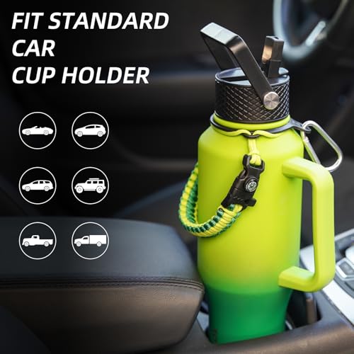 BJPKPK Insulated Water Bottles with Straw Lid, 40oz Metal Water Bottle with 2 lids & Paracord Strap, Double Wall Stainless Steel Tumbler with Handle, Reusable Cups, Mugs, Thermo, Bamboo Grove - color: Bamboo Grove, style: 40oz-Side Handle