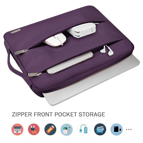 Voova Laptop Sleeve Carrying Case 13 13.6 Inch Compatible with MacBook Air 13 M1/M2/M3/M4, MacBook Pro 13/14, IPad Pro 13, Waterproof Slim Computer Cover Bag, Dark Purple - color: Dark Purple, size: 12.6-13.6 Inch