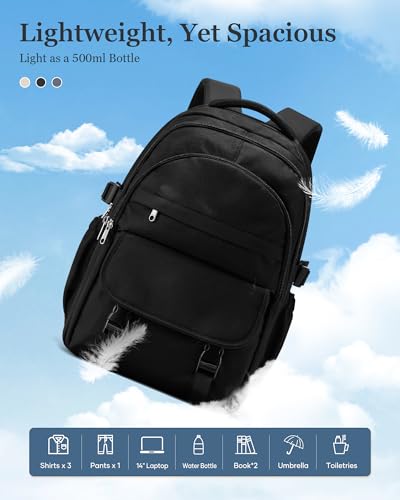 Black Waterproof Aesthetic Backpack For School, Cute High School Bookbag For Teen Girls Boys, Lightweight Casual Daypack Backpack For Women Men, College Backpack With Lots Of Pockets - color: Black