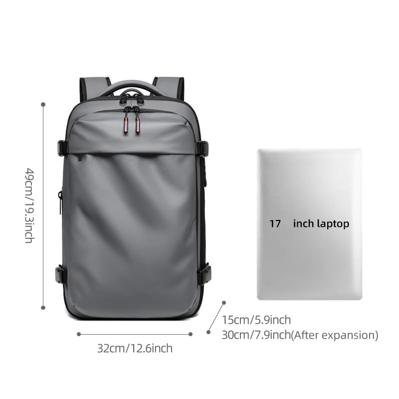 Men Travel Backpack vacuum compression Laptop Backpack Large Capacity Backpack 17 inch Extended Hiking Business backpack (grey) - color: Grey