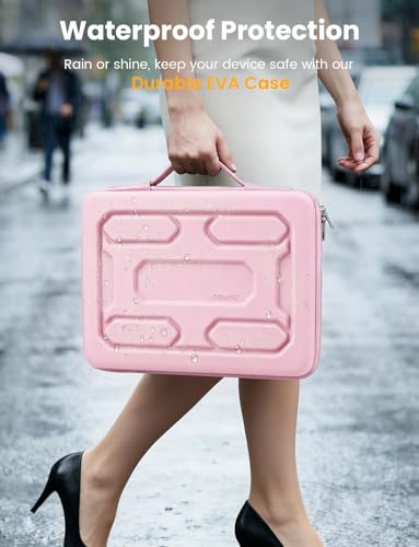 DOMISO Laptop Hard Case 15-16 inch Waterproof Shockproof Hard Shell Laptop Sleeve with Handle & Storage Pocket, Compatible with MacBook, HP, Dell,Pink - color: Pink, size: 15.6 inch