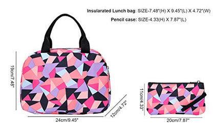 JiaYou Girl Geometric Printed Primary Junior High University School Bag Bookbag 3pcs Backpack Sets(2# Purple-3pcs,35 L) - color: 2# Purple-3pcs, size: 35 L