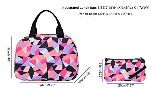 JiaYou Girl Geometric Printed Primary Junior High University School Bag Bookbag 3pcs Backpack Sets(2# Purple-3pcs,19 L) - color: 2# Purple-3pcs, size: 19 L
