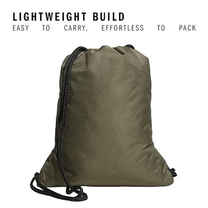 adidas Alliance Sackpack – Drawstring Backpack for Sports, Small Gym Bag, Olive Strata Green/Black/Silver Metallic/2, OSFA - color: Olive Strata Green/Black/Silver Metallic/2