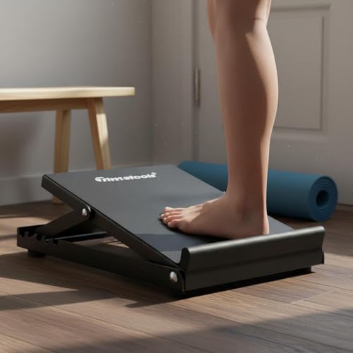 Milageto Ankle Mobility Board Stable Three-Sided Design Adjustable Slant Board Steel Frame Incline Foot Stretcher for Home Gym - color: Black, style: Wider Frosted Non-slip Surface