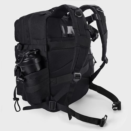 LHI Military Tactical Backpack for Men and Women 45L Army 3 Days Assault Pack Bag Large Rucksack with Shoe Compartment - color: 1.2 Shoe Compartment(black)