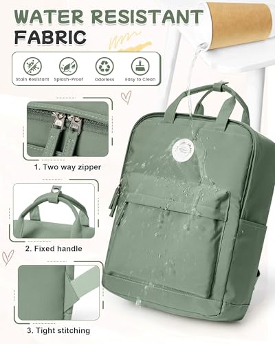 BJLFS Large Light Green School Backpack for Women Teen Girls, Bookbag College Student Backpack for School Men Boys, Mochilas Escolares Casual Daypack Lightweight Book Bag - color: Large Light Green