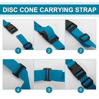 6.5 Feet Strap Cone Carrier Sport Cone Carrying Strap Adjustable Agility Disc Cone Strap Carrier for Storage & Travel with Quick Snap Closure - color: Blue
