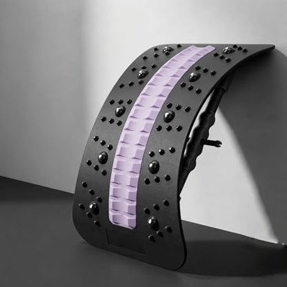 Back Stretcher Device for Lower Back Pain Relief, 3 Level Adjustable Lumbar Board, Back Massager (Black) - color: Black