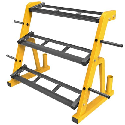 Kipika Heavy Duty 3 Tier Dumbbell Rack Multifunctional, Weight Rack for Dumbbells, Home Gym Equipment, Suitable for Storage of Dumbbell, Kettle Bell, Barbell Plate, Barbell Bar - color: 3 Tier Tilt Shelf