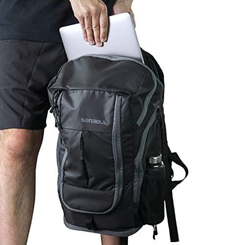 Sanabul Combat Gear Pack Sports Backpack Gym Backpack for Men Multi-Compartment Jiu Jitsu and Boxing Bag- Black/Grey