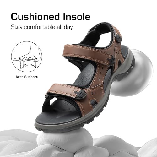 DREAM PAIRS Men's Hiking Beach Summer Water Sandals - color: Brown, size: 11