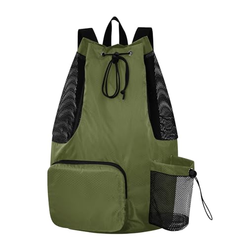 ODAWA Army Green Drawstring Beach Bag for Workout Drawstring Backpacks with Water Bottle Pocket - color: Army Green