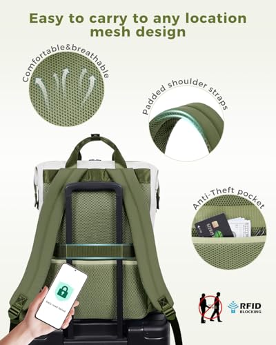 ECOHUB 17" Laptop bag for Women 25L Teacher's Laptop Backpack Work Backpack for Professional Nurse Travel Backpack,Green - color: Green