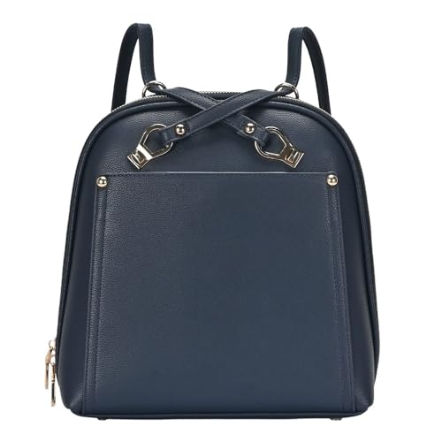 MMS Brands Miztique Daisy Convertible Backpack Purse for Women | Vegan Leather Shoulder Strap Bag or Convertible Backpack | (Navy) - color: Navy