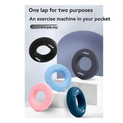 5PCS Grip Strength Trainer,Silicone Hand Grip Strengthener Ring,Finger Grip Workout Double Force Grip Rings
