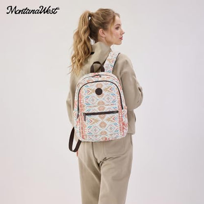 Montana West Backpack for Women Western Travel Backpack Purse Casual Daypack for Laptop College - color: Aztec Khaki