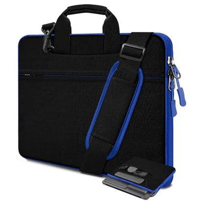 Hseok Laptop Case 15 inch Shoulder Bag with Strap,Black Blue - color: Black Blue, size: 15"