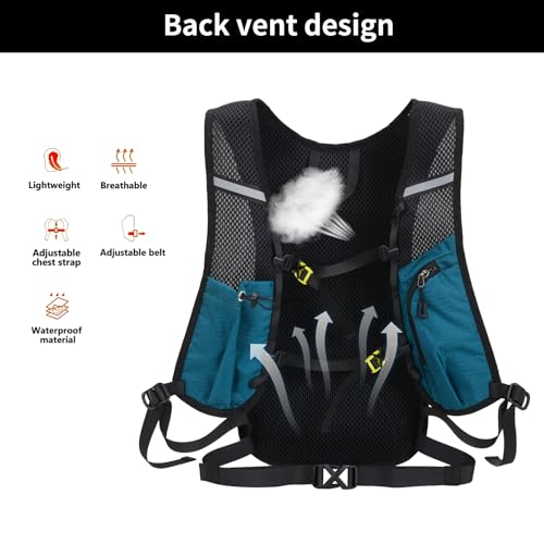 15L Small Hiking Backpack Lightweight Hydration Backpack for Men Women, Warterproof Hiking Daypack for Travel Cycling - color: Green
