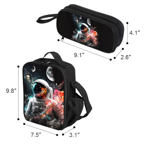 ZRENTAO 3 Pcs Kids Backpack, 3D Reflective Cartoon, 600D Polyester & Dual Zippers, 17" Bookbag with Ergonomic Design for boys & girls age 6-18, Astronaut Space Style for school Children Kids - color: 10##astronautsset
