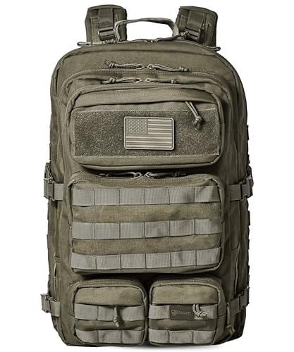 Falko Tactical Backpack for Men and Women 50L Backpack 2.4x Stronger Large Military Molle Rucksack, Bugout Backpack Outdoors - color: Ranger Green