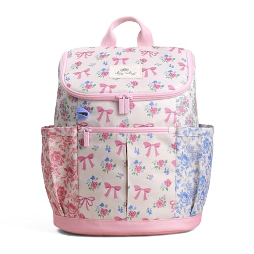 Itzy Ritzy Toddler & Kids Backpack - Lightweight Preschool & Elementary School Bag with Padded Straps, Trolley Sleeve, 2 Side Pockets, Tablet Sleeve & Name Label (Ribbons & Roses) - color: Ribbons & Roses