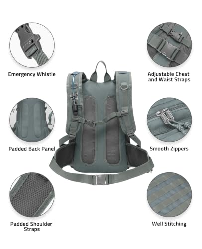 CVLIFE Tactical Hydration Hiking Water Backpack with 3L Water Bladder - color: Grey