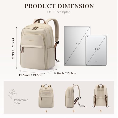 Travel Backpack for Women Personal Carry On Bag Business Weekender Hiking Multilayer Laptop Bag,16 Inch,Apricot - color: Upgrade-apricot, size: 16 Inch