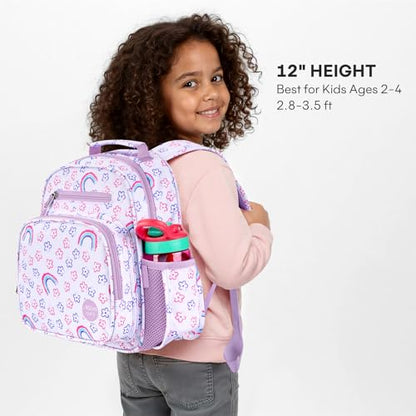 mibasies Toddler Backpacks for Girls 2-4: Little Kid Bookbag for Preschool Prek Daycare - Rainbow Purple - color: Rainbow Purple, style: Toddler-12"h(not Fit Folder)