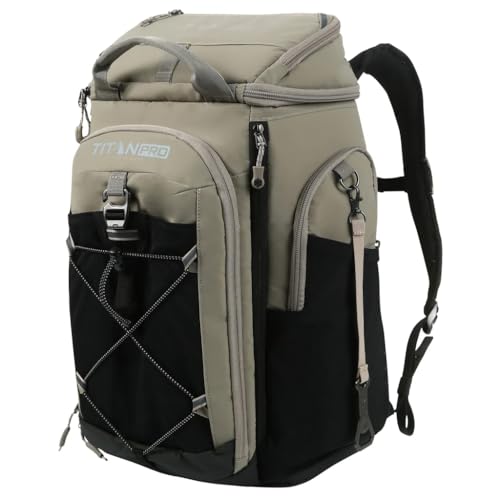 Insulated Backpack Cooler with Ice Walls - color: Taupe-Beige