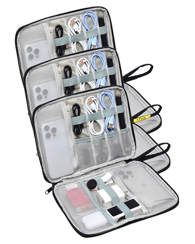 3 Pack Electronics Travel Organizer Case Tech Accessories Cord Storage Bag - size: 3 Pack Large