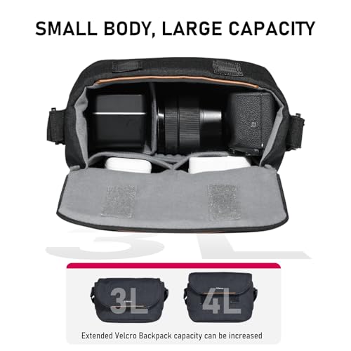 ULANZI Camera Bag, SLR/DSLR Camera Case Professional, Crossbody Photography Small Bag Fashion, Shoulder Bag for Women and Men Compatible for Sony Canon Nikon Mirrorless Camera Lightweight Black - size: Black 3-4 L