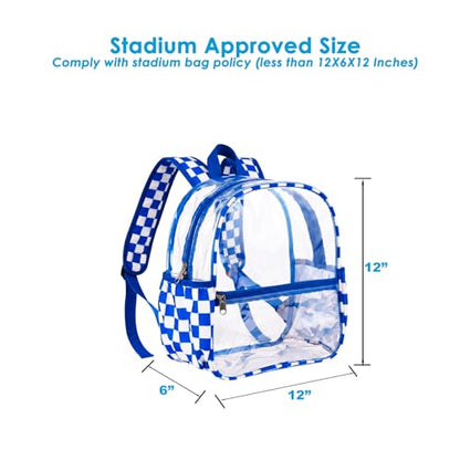 Fomaris Clear Backpack Stadium Approved 12x6x12 Clear Bag for Stadium Events, Sports, Concerts, Festivals,Games - Checkered Blue - color: Checkered Blue