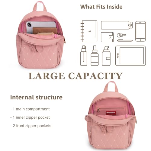 Montana West 3Pcs Anti Theft Backpack Purse for Women Small Quilted Backpack Set - color: Z-3pcs Pink
