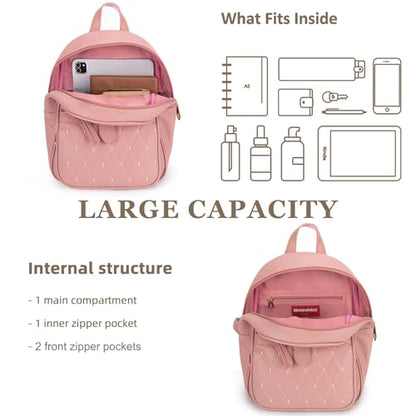 Montana West 3Pcs Anti Theft Backpack Purse for Women Small Quilted Backpack Set - color: Z-3pcs Pink