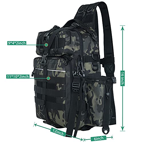 BLISSWILL Outdoor Tackle Bag - Large Water-Resistant Fishing Backpack - color: I：forest Camo, style: Large(16*12*6 Inch)