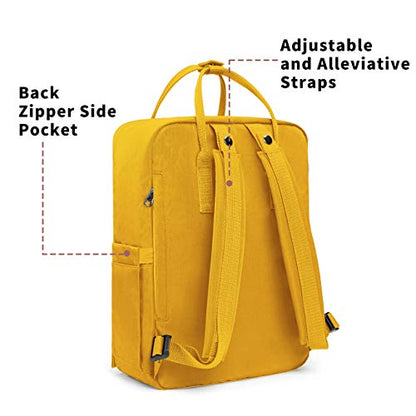 KALIDI Casual Laptop Backpack 15 Inches Classic Camping Rucksack Travel Outdoor Square Daypack College Hiking Gym Bag, Yellow - color: Yellow