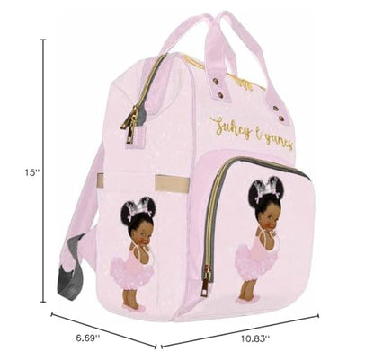 Personalized Afro Princess Diaper Bag Backpack for Mom Custom Name Nappy Bag Casual Travel Daypack Customized Newborn Gift Pink - color: 230112-11