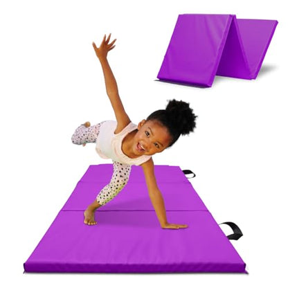 Antsy Pants Tumbling Mat for Kids – Gymnastics Mat, Easy to Clean, Sturdy, Foldable Tumbling Mats, Padded, Lightweight, Portable, Gymnastics Equipment for Active Play - color: 3-Fold Purple