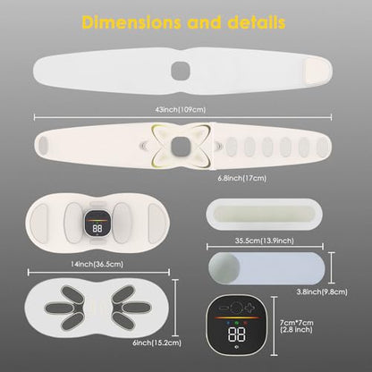 FAD Cleard - Abs Sculptor, Ab Stimulator Belt with Heating Pad for Belly Fat Burning, ab Toner Muscle Stimulator for Stomach Exercise Smooth & Firm, Lower Back Massager for Pain Relief Unisex Gifts